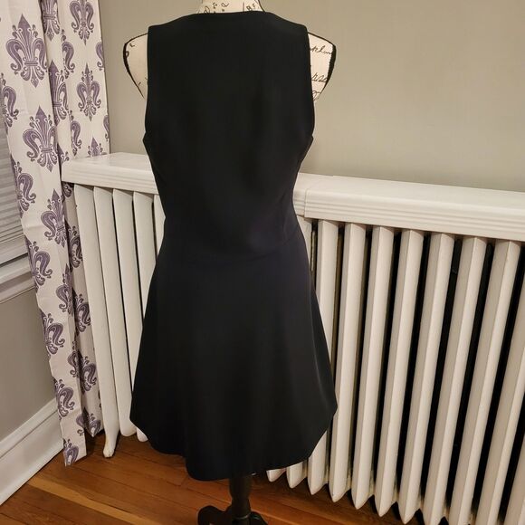 Rebecca Taylor Brushstroke Shift Dress, 100% Silk Panel, Blue Creme Black, Sz 4 - Picture 3 of 9